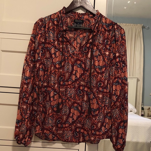 Lucky Brand Sheer Paisley Print Blouse - Picture 1 of 8